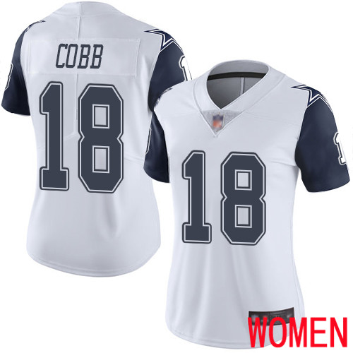 Women Dallas Cowboys Limited White Randall Cobb #18 Rush Vapor Untouchable NFL Jersey->women nfl jersey->Women Jersey